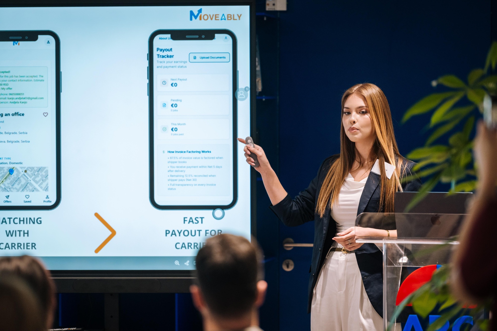 Showcasing the Moveably app and payout tracker